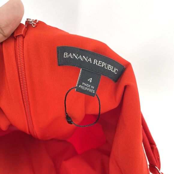 BANANA REPUBLIC Women 4 Dress Red Stretch Cami Sheath Cocktail Sleeveless NEW - Picture 6 of 8